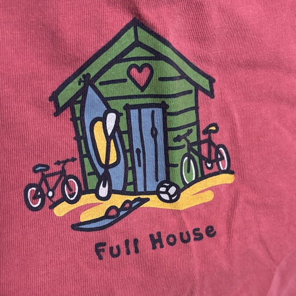 Life is Good 'Full House' Beach Hut Long Sleeve Tee - Dusty Rose - Picture 2 of 3